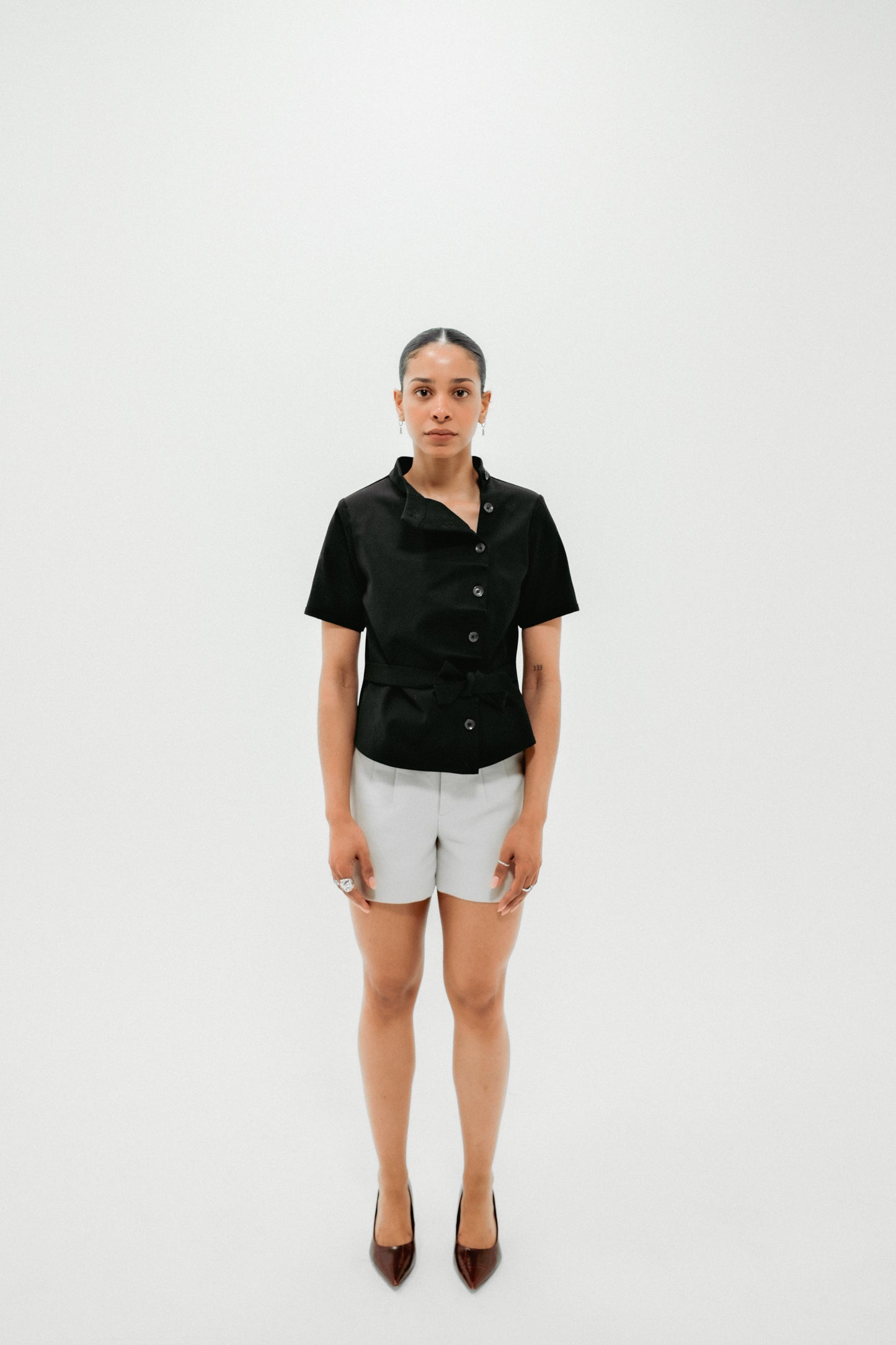 Structured Asymmetrical Black Top