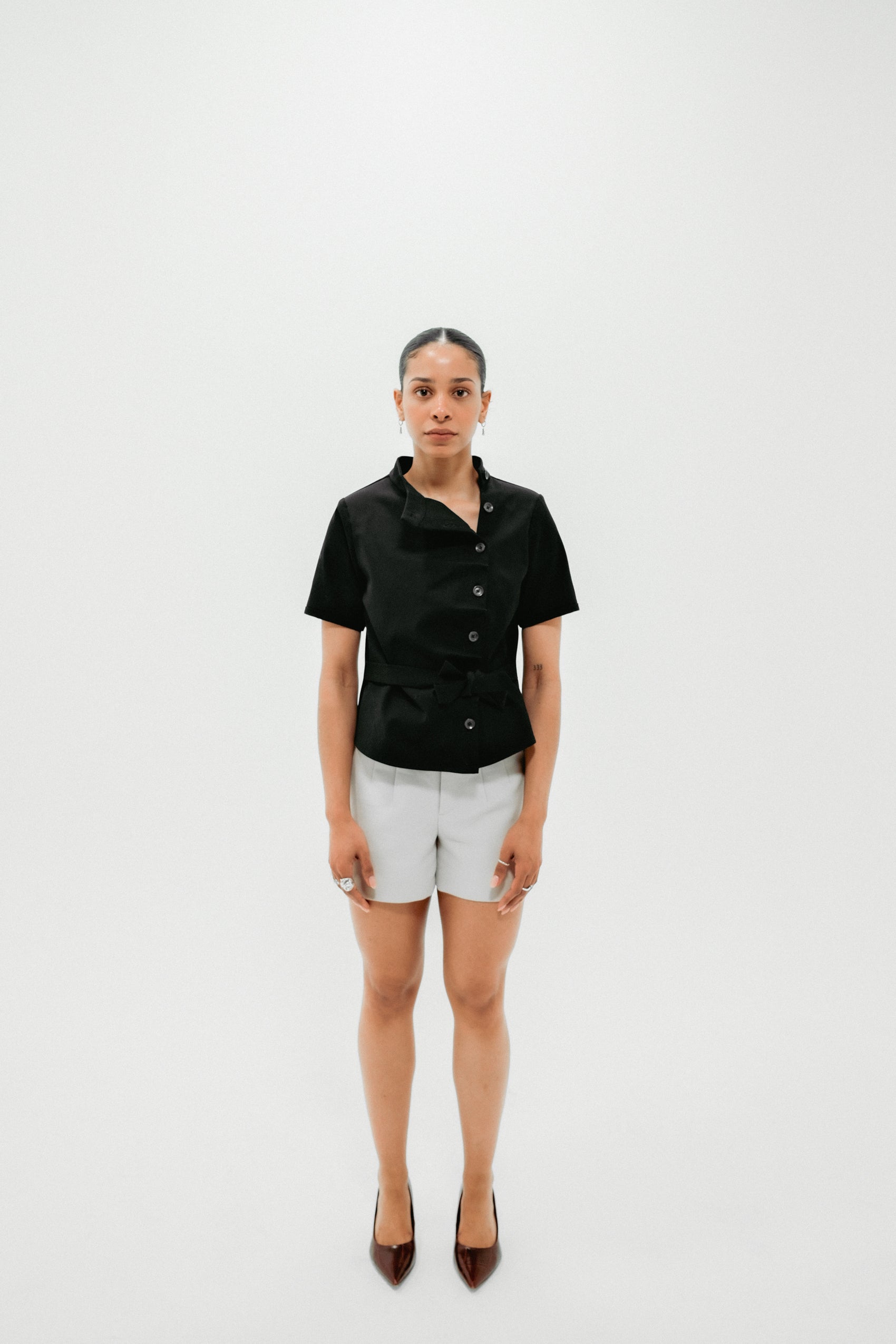 Structured Asymmetrical Black Top