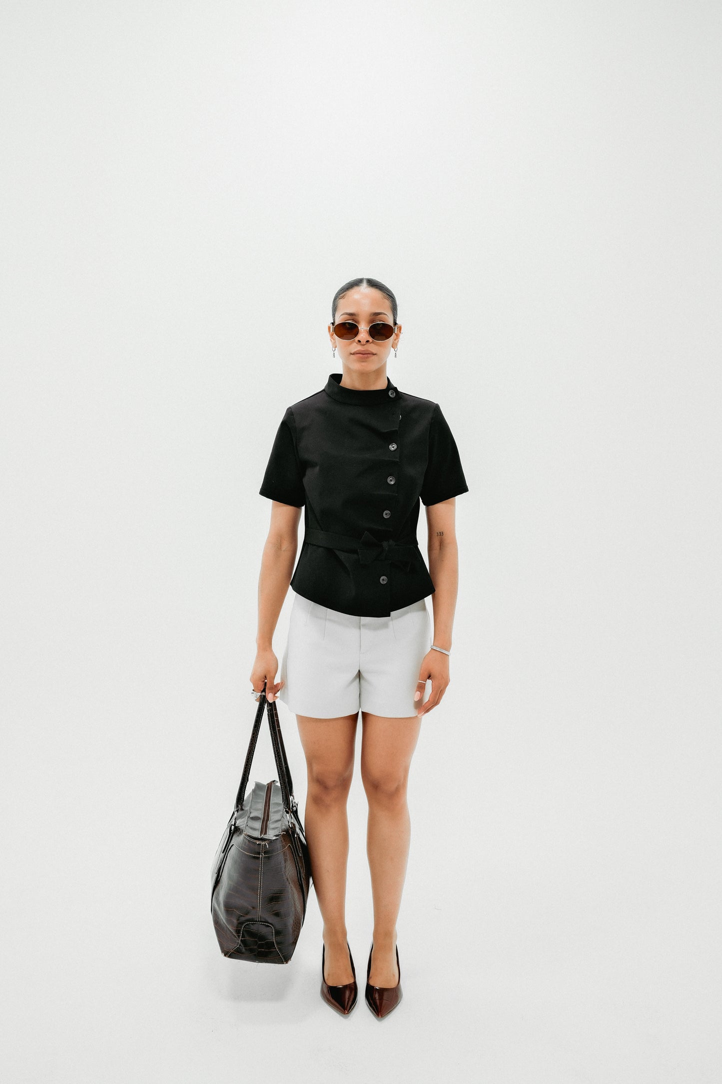 Structured Asymmetrical Black Top