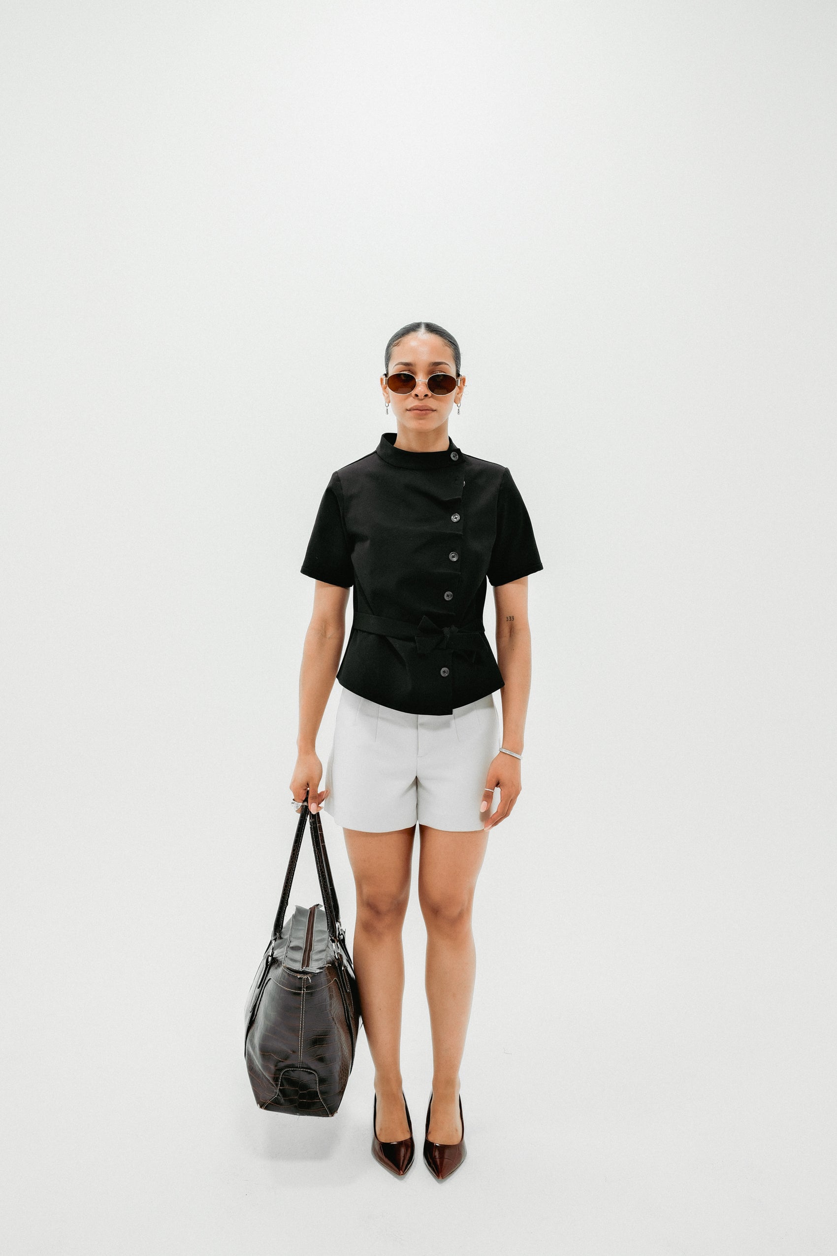 Structured Asymmetrical Black Top