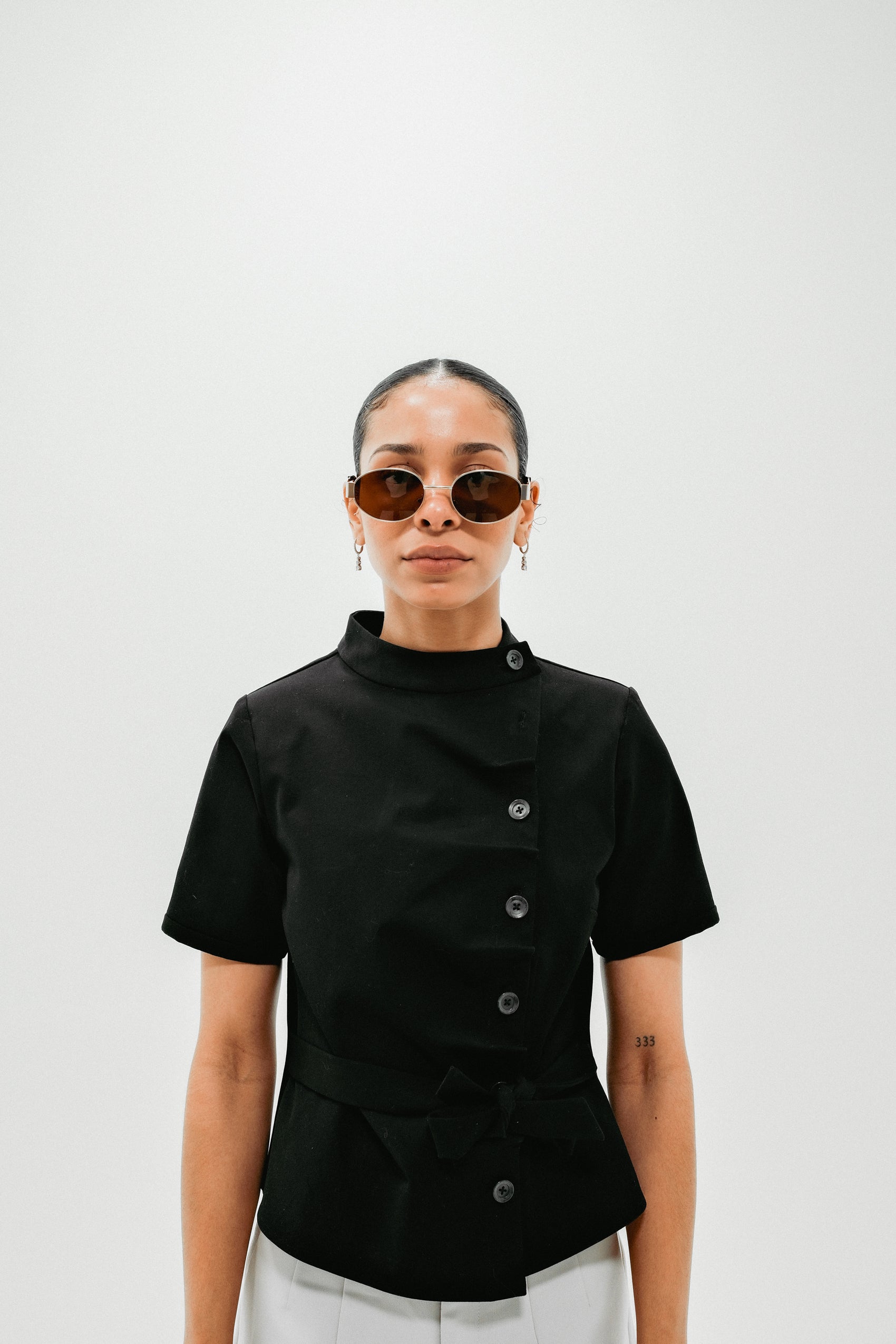 Structured Asymmetrical Black Top