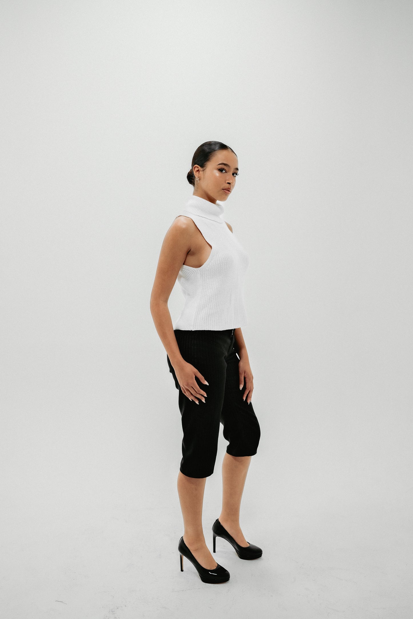 Pinstripe Wool Capri